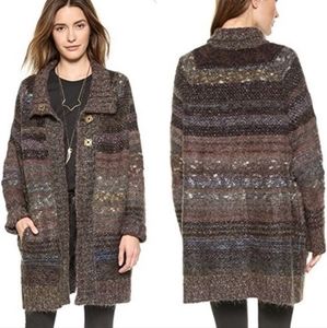 Free People Starlight Shadow Poncho Snap Sweater - Size S